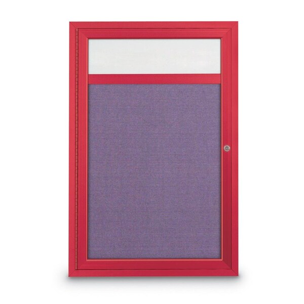Slim Enclosed Corkboard, 30"x30", Satin Alum Frame/Cloud